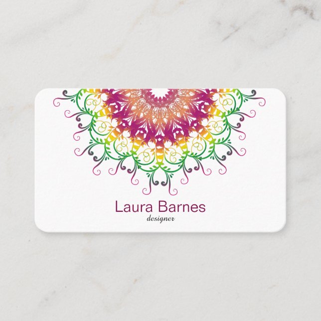 Carte De Visite Mandala floral ethnique. (Devant)