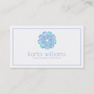 Carte De Visite Mandala Floral Ornat Purple & Bleu