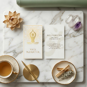 Carte De Visite Mandala floral symbole Om en feuille d'or pour yog