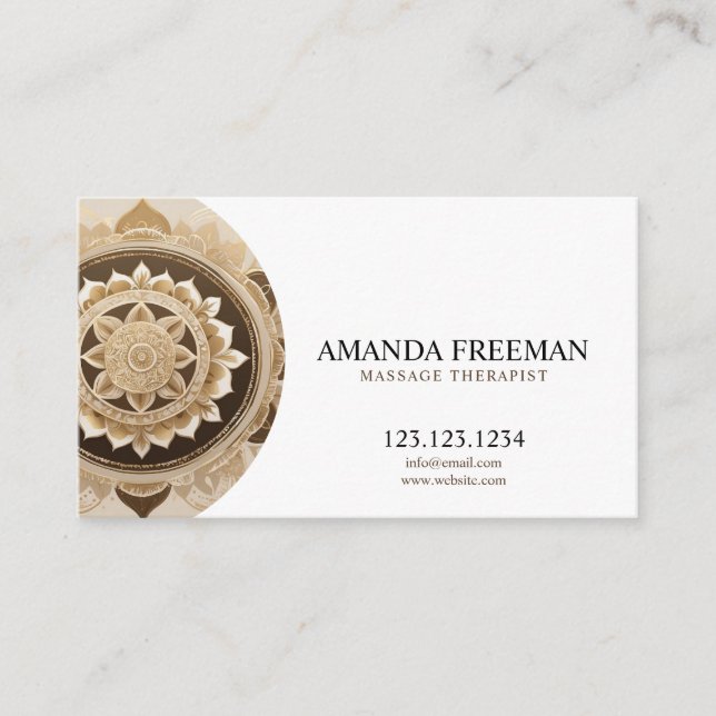 Carte De Visite Mandala Gold Massage Therapist (Devant)