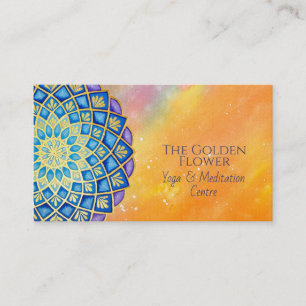 Carte De Visite Mandala Golden Flower Blue violet