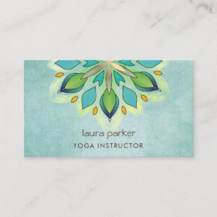 Carte De Visite Mandala Holistique Lotus Floral Zen Yoga Sarcelle