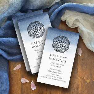 Carte De Visite Mandala Indigo White Holistic Health