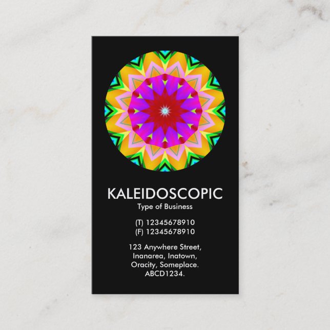 Carte De Visite Mandala kaléidoscopique 02 - Noir (Devant)