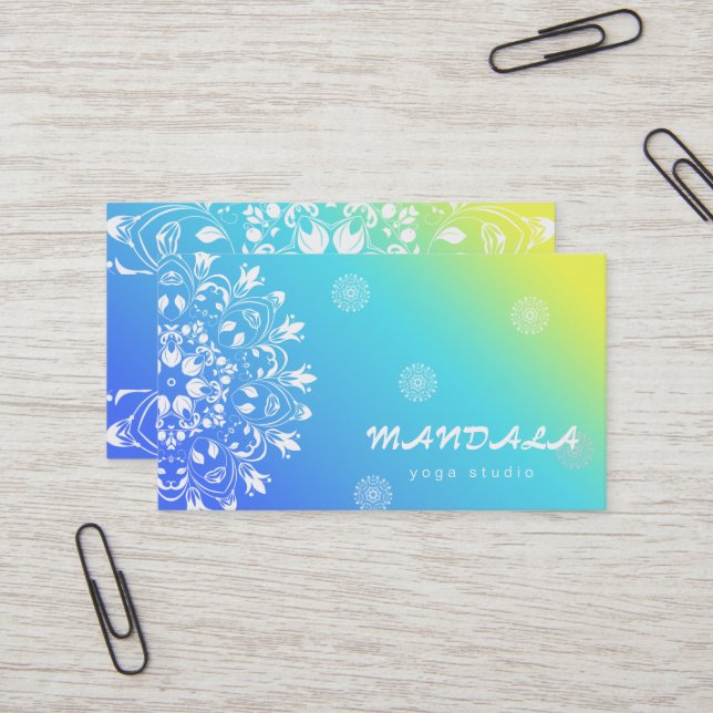 CARTE DE VISITE MANDALA LOGO CUSTOMISÉ YOGA INSTRUCTEUR (Devant/Arrière en situation)