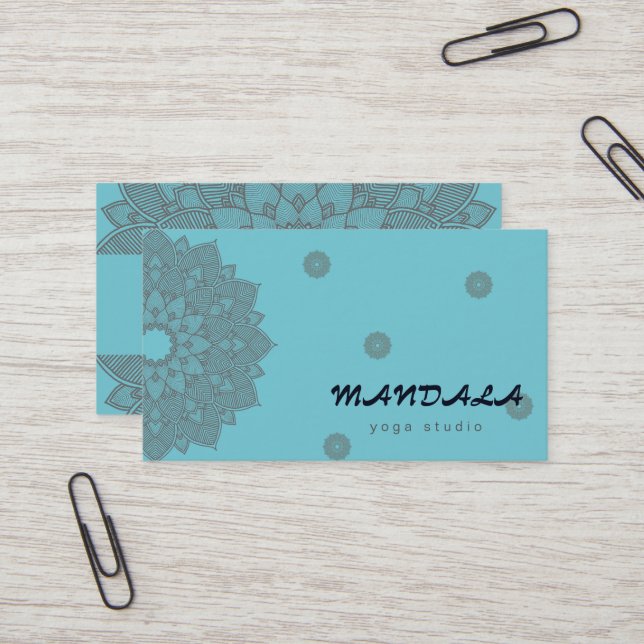 CARTE DE VISITE MANDALA LOGO CUSTOMISÉ YOGA INSTRUCTEUR (Devant/Arrière en situation)