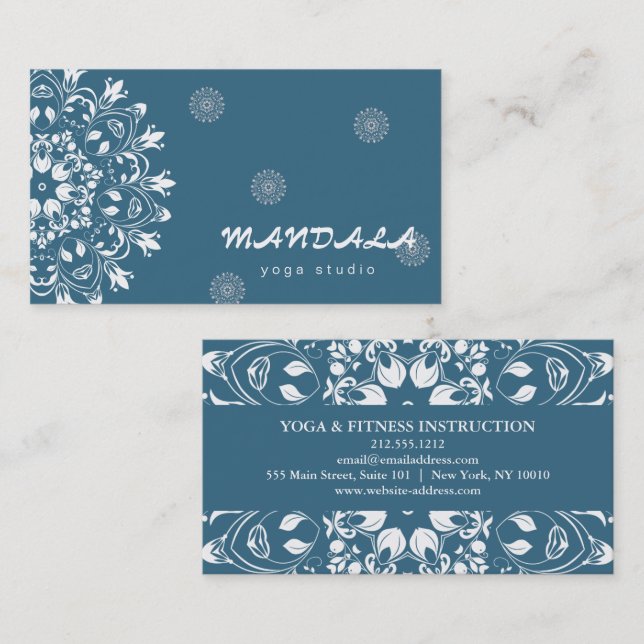 CARTE DE VISITE MANDALA LOGO CUSTOMISÉ YOGA INSTRUCTEUR (Devant / Derrière)