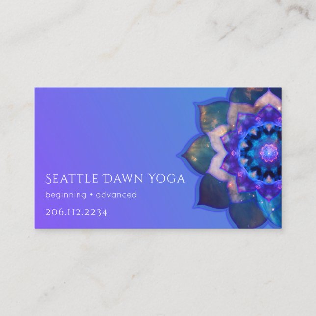 Carte De Visite Mandala Lotus Bleu (Devant)