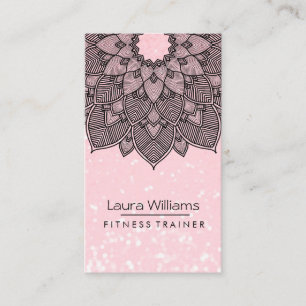 Carte De Visite Mandala Lotus Fleur Yoga Instructeur Pink Holistic