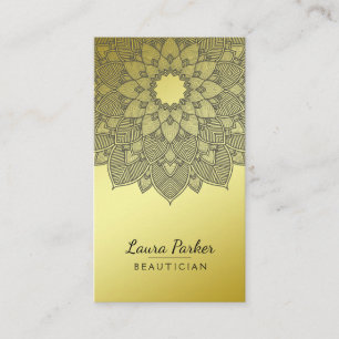 Carte De Visite Mandala Lotus Flower Yoga Noir Or Propre