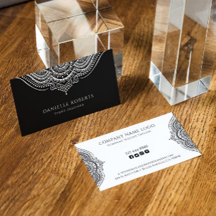 Carte De Visite Mandala noir et blanc inversé couleurs