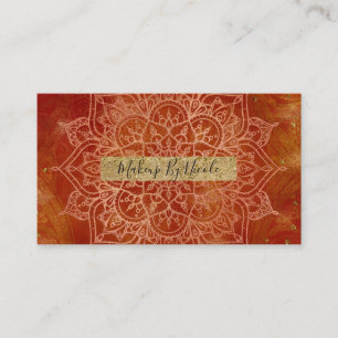 Carte De Visite Mandala orange et Glam doré Moderne Chic