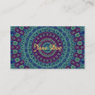 Carte De Visite Mandala pourpre, bleu et vert