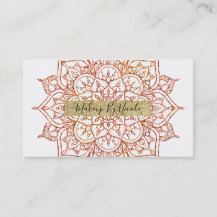 Carte De Visite Mandala rose et orange sur le charme blanc