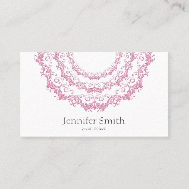 Carte De Visite Mandala rose floral. Nom (Devant)
