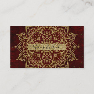 Carte De Visite Mandala Rouge Vin Profond & Glamour Doré Moderne C