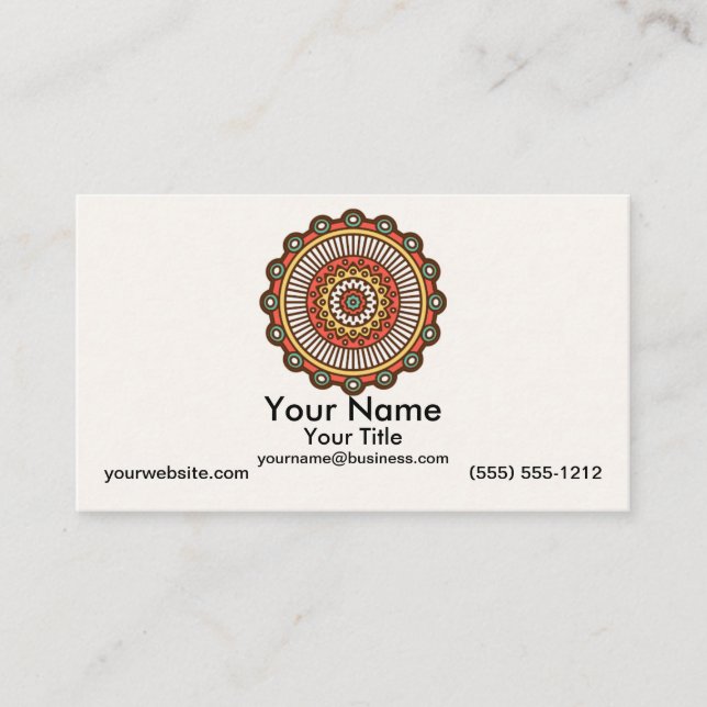 Carte De Visite Mandala sur la crème (Devant)