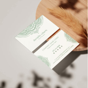 Carte De Visite Mandala tendance vert sauge