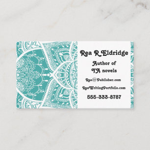 Carte De Visite Mandala turquoise et blanc - Loerganen Spruce Bleu