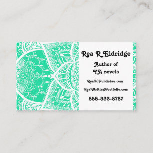 Carte De Visite Mandala turquoise et blanc - Loergann en Cèdre