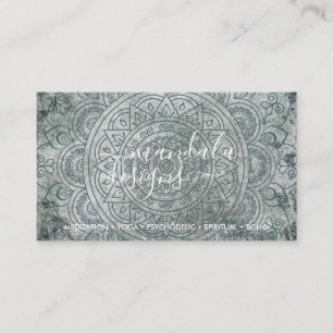 Carte De Visite Mandala vert spirituel bohème Boho