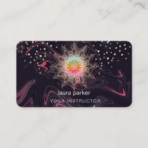 Carte De Visite Mandala Violet Bohème Méditation Aquarelle Yoga