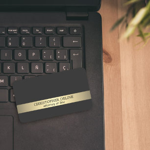 Carte De Visite Mandataire rayée d'or gris élégant simple de Fa