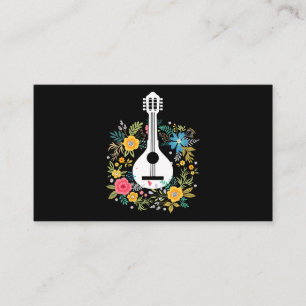 Carte De Visite Mandolin Flowers Motif Player Chaîne Instruments