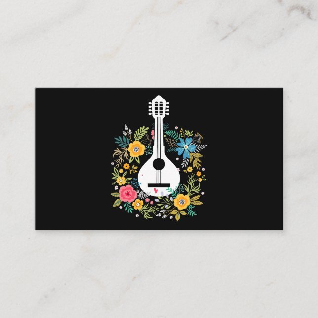 Carte De Visite Mandolin Flowers Motif Player Chaîne Instruments (Devant)