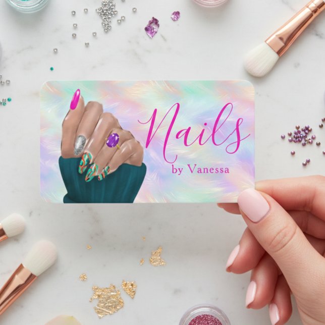 Carte De Visite Manicurist Artist Opal Iridescent Nail Art Chic (Créateur téléchargé)