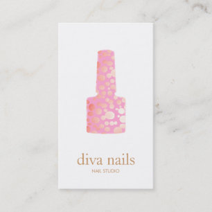 Carte De Visite Manicuriste Clou rose Polonais Bouteille Clou Logo