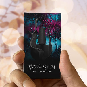 Carte De Visite Manicuriste du salon à ongles Moderne Noir Polonai