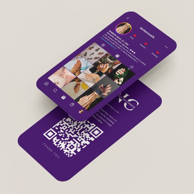 Carte De Visite Manicuriste moderne Royal Purple Instagram (Modern Manicurist Royal Purple Instagram Business Card
)