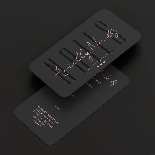 Carte De Visite Manicuriste Nail Tech Black Pink Nomination (Manicurist Nail Tech Black Pink Appointment Business Card
)