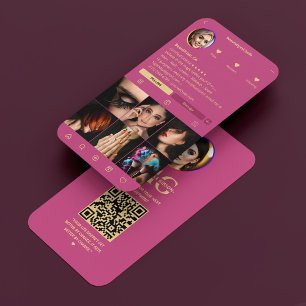 Carte De Visite Manicuriste Nail Tech Dark Pink Instagram Élégant