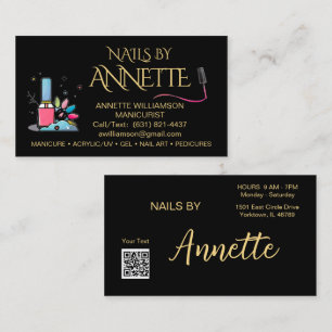 Carte De Visite Manicuriste Nail Technicien Noir Gold Nom