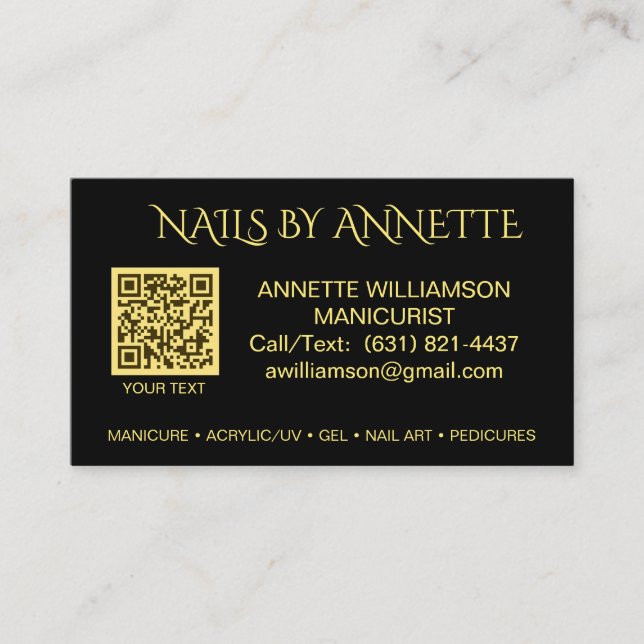 Carte De Visite Manicuriste Nail Technicien Or Accent   (Devant)