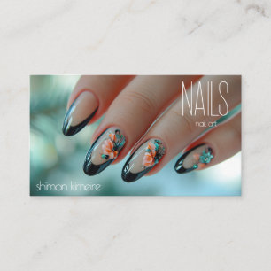 Carte De Visite Manicuriste tendance d'art floral Nail