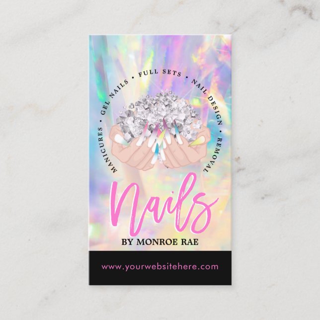 Carte De Visite Manipuler Artiste Carton Mains Logo Longue Manicur (Devant)