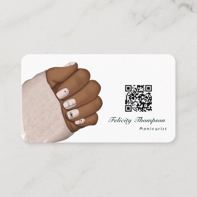 Carte De Visite Manucure afro-américaine Code QR Entreprise de bea (Devant)