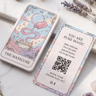 Carte De Visite Manucure Code QR Céleste Rose