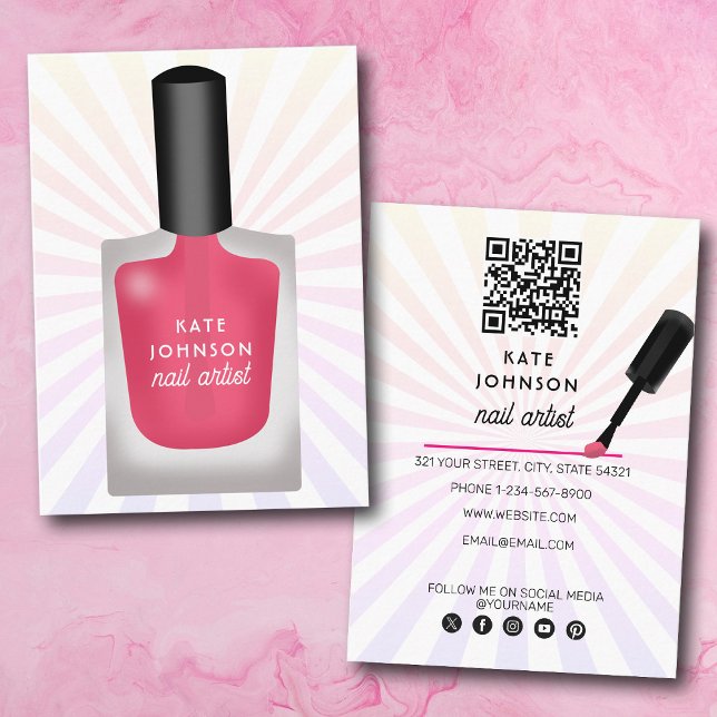 Carte De Visite Manucure Ongles Pédicure Beauté Artiste Ongles Mod (Nails Manicure Pedicure Beauty Nail Artist Modern Business Card)