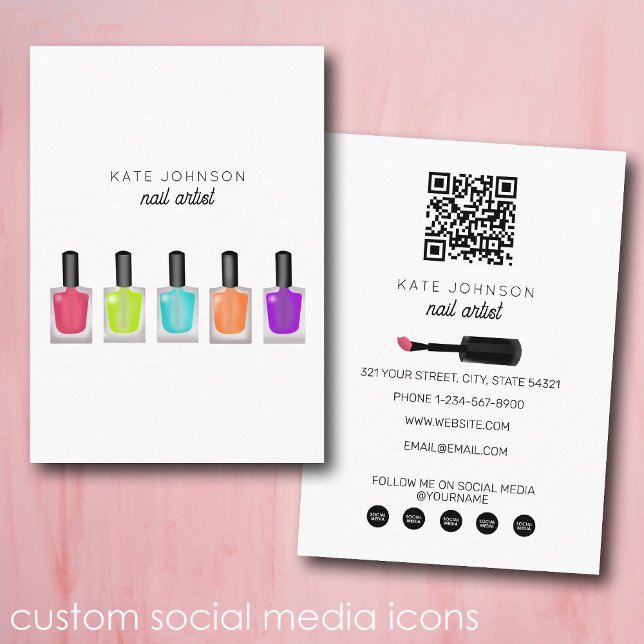 Carte De Visite Manucure Pédicure Ongles Artiste Ongle Beauté Mode (Nails Manicure Pedicure Beauty Nail Artist Modern Business Card)