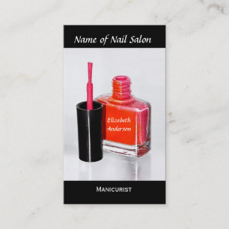 Carte De Visite Manucure rose de vernis à ongles au salon d'ongle