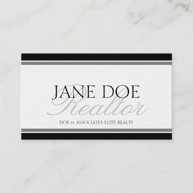 Carte De Visite Manuscrit argenté d'agent immobilier - en-tête de (Devant)