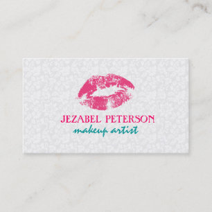 Carte De Visite Maquillage à damas florales blanches