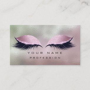 Carte De Visite Maquillage Argent Mint Verre Rose Yeux Lashes Part
