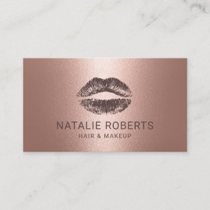 Carte De Visite Maquillage Artist Lips Rose Gold Salon