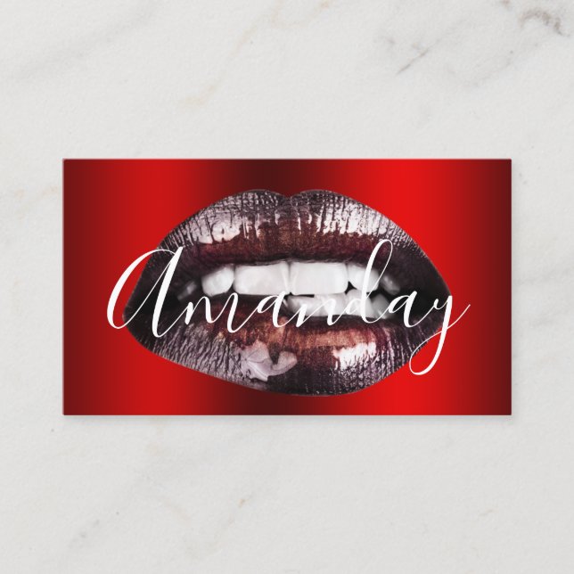 Carte De Visite Maquillage Artist Studio Red Lips Logo QR Code Log (Devant)