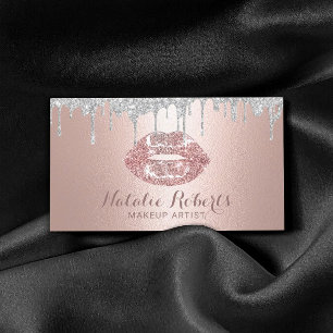Carte De Visite Maquillage Artiste Argent Drives Rose Gold Lips Sa